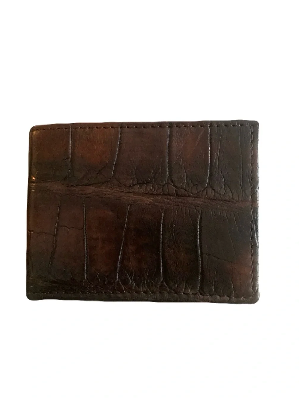 Made in the USA Brown Matte Genuine Alligator Leather Lined Slim Fold Wallet